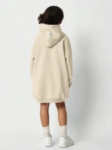 SUMWON Oversized Number 2 Print Hoodie Dress Long Comfortable Sweatshirt Athletic Fall Winter Sporty Casual Youth Club Style Streetwear