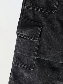 Girl & Teen Girl Black Baggy Washed Wide Leg Fashion Jeans Pants