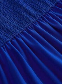 SHEIN Tween Girl Elegant Minimalist Solid Color Textured High-Stretch Long Sleeve Dress With Full Skirt,Holiday,Summer,Travel