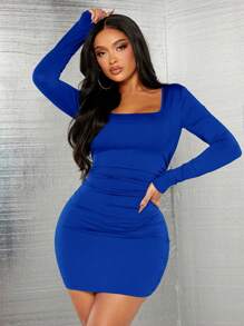 SHEIN SXY Robe décontractée de tous les jours simple de couleur unie, grande taille