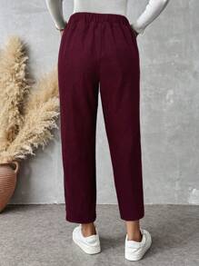 SHEIN Essnce Women Plush Thick Pants Women Corduroy Warm Trousers Leggings Autumn And Winter High Waist Harem Pants