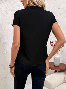 SHEIN Clasi Áo sơ mi nữ tay ngắn cổ chữ V họa tiết hoa chắp vá thường ngày - Nhiều màu - Xem 2