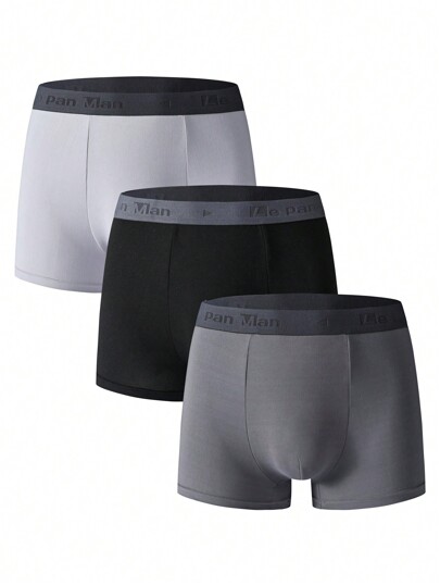 Manfinity Underwear&Sleepwear Basics 3 حزمة سروال داخلي للرجال مع خصر بتباين البنية السيطة