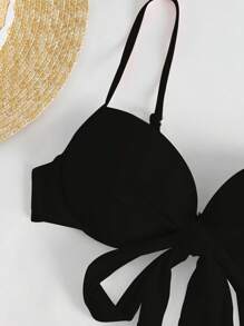 SHEIN Swim 前打結聚攏比基尼泳裝附沙灘裙
