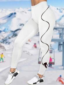 INAWLY Women's 2025 Ski Sports Print Tights Leggings Trousers Athleisure Activewear Fall Cloth For Women