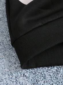 Men's Letter Print Hooded Zip-Up Long Sleeve Sweatshirt Sweatshirt - Black - View 5