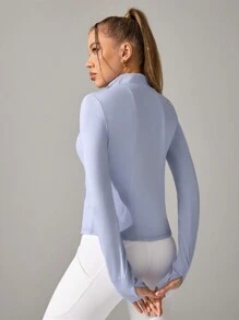 Chaqueta deportiva casual para mujer con cremallera, chaqueta de entrenamiento con bolsillos, chaqueta con capucha para correr y yoga, ajuste ceñido con ojales para el pulgar