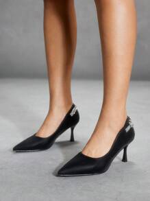 CUCCOO SZL Women's Pointed Toe Rhinestone Decor Stiletto High Heel Pumps, Elegant Sexy High Heels For Date Night, Refined Aesthetic Fashion Style