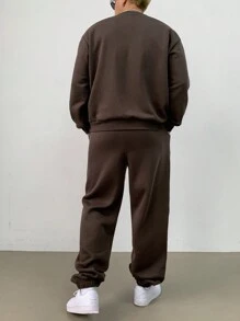 DAZY 男士字母印花圆领运动衫和运动裤休闲套装秋冬