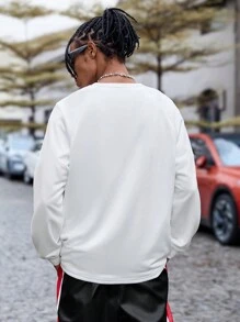 PAVTROS Sudadera casual de cuello redondo de manga larga con bloques de color Manfinity Streetrush para hombre, sudadera deportiva con mangas raglán de estilo universitario atlético para exteriores, estilo motociclista de ocio activo - Multicolor - Ver 4