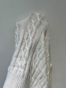 EMERY ROSE 麻花編織落肩袖套頭毛衣