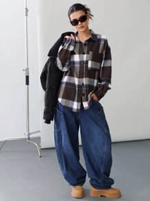 Aveloria Affinna 女士休闲通勤日常格子长袖衬衫 - 彩色 - 查看 1