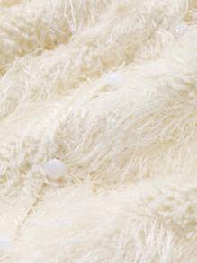 DAZY Damen Bluse mit silbrigem Faden und strukturierter Textur, Langarmtop