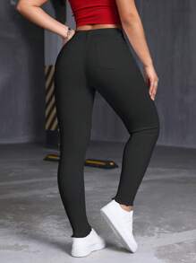SHEIN EZwear Women Button Front Skinny Casual Denim Jeans