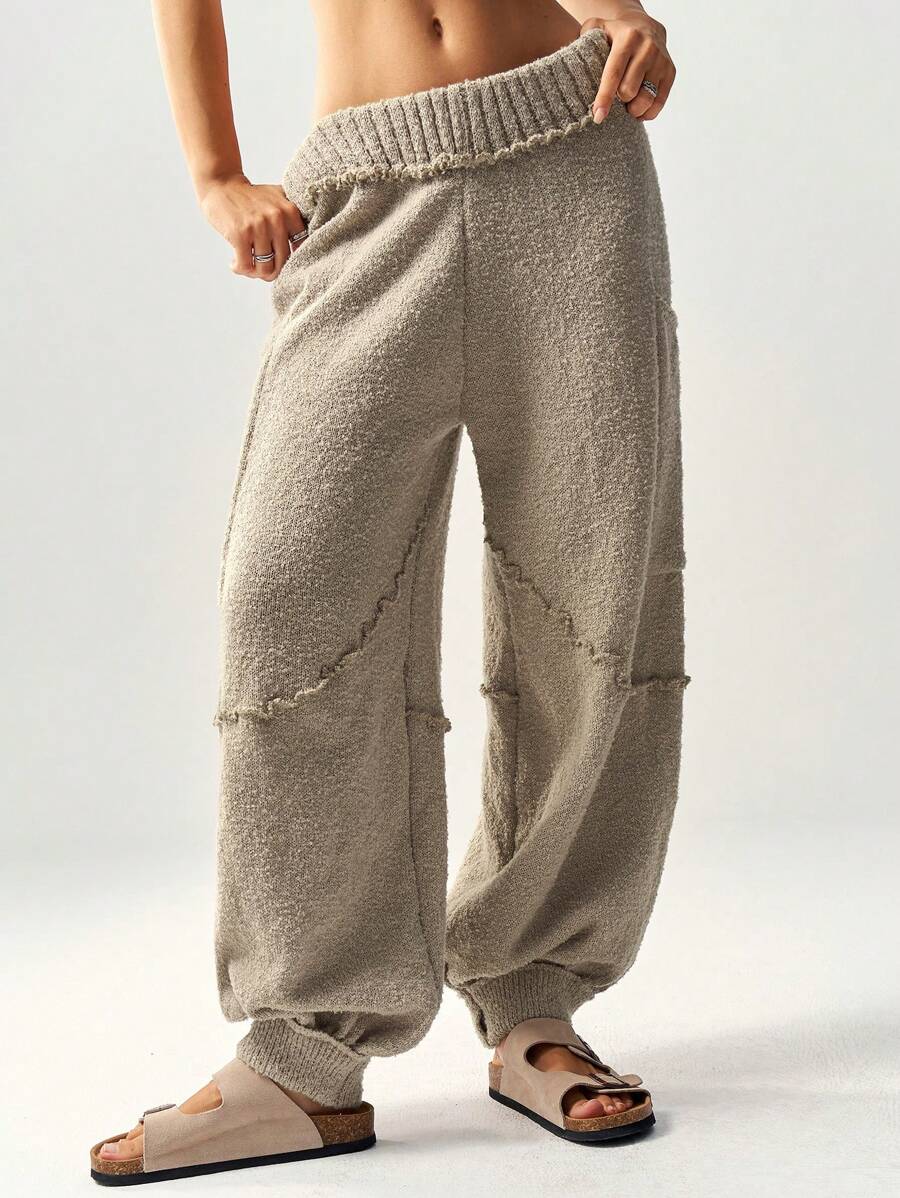 Bohemela Women's High Waist Loose Drawstring Sweatpants For Vacation In Fall/Winter - Khaki - View 1