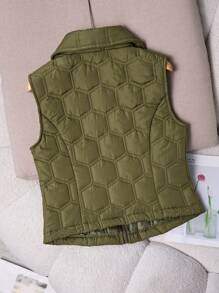 Chiquease Women Solid Color Zipper Front Casual Vest, Winter Clothes Jacket