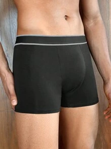 3pcs Men Solid Color Patchwork Minimalist Boxer Briefs, Casual Daily Wear