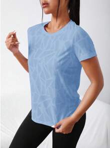 SHEIN Sport Studio Maglietta da donna a maniche corte, con stampa grafica alla moda, ampia e comoda, top da allenamento