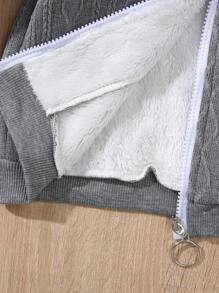 SHEIN Set de 2 piezas de chaqueta de punto de jacquard y pantalones casuales para niña, para primavera/otoño