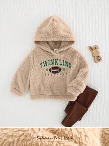 Cozy Pixies Bộ 2 áo nỉ in chữ và quần nỉ cho bé gái - Màu Khaki - Xem 9