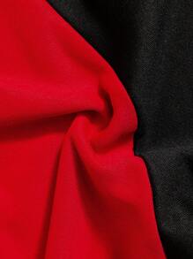 SHEIN 2pcs Tween Girls Hooded Color Block Ribbon Patchwork Sweatshirt And Leggings Set - Red - View 7