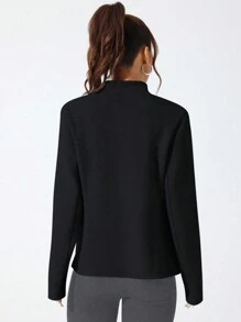Dewbera Dewbera Casual Comfortable Solid Color Stand Collar Sports Jacket - Black - View 2