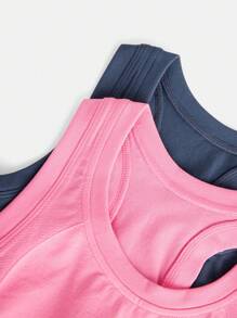 SHEIN Tween Girls Seamless Racerback Sports Tank Top, Elastic, Comfortable, Free Stretch, Fashionable & Minimalist Design, Suitable For Yoga, Running, Cycling - Multicolor - View 6