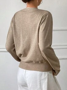 DAZY Cárdigan de mujer de manga larga con cuello en V, de unicolor y holgado, 2 en 1, ropa de mujer para otoño