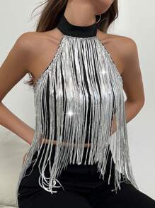 Firerie 女士华丽优雅闪光亮片派对上衣，闪亮新年、假日、除夕夜上衣、圣诞派对、圣诞节女士上衣、亮片上衣、圣诞派对女士上衣，适合鸡尾酒会和聚会、派对 - 彩色 - 查看 6