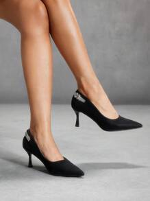 CUCCOO SZL Women's Pointed Toe Rhinestone Decor Stiletto High Heel Pumps, Elegant Sexy High Heels For Date Night, Refined Aesthetic Fashion Style