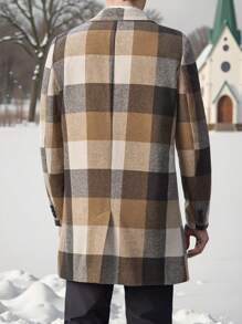 Manfinity VCAY 男士修身编织格子长款大衣，适合秋冬季节，外出时尚彩色大衣，送给朋友、丈夫、男朋友的礼物 - 彩色 - 查看 2