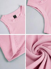 Women's Plain Sleeveless Casual Tank Top, Minimalist And Fashionable For Daily Wear - Pink - View 8