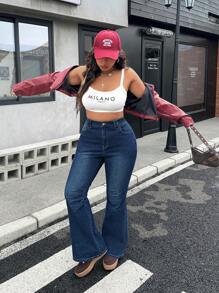 SHEIN ICON Jeans de mezclilla de moda casual y sencilla para tallas grandes, adecuados para uso diario