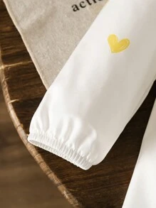 SHEIN LMoss Kids Young Girls & Young Girl Casual Matching Heart Print Shirt Dress, Suitable For Walking/Sports/Back To School & Everyday Casual Wear, Casual Outfit, Great For Casual & Daily Wear & School Daily In Spring And Autumn,Mom And Daughter Matching,Sister And Me Matching