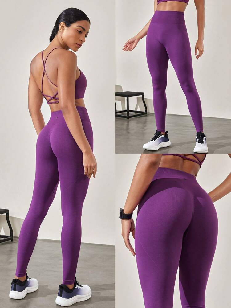 Leggings De Cintura Alta Sin Costuras "be A Peach" De 26 Pulgadas Que Controlan El Abdomen Y Tienen Forma De Durazno, Transpirables, Para Entrenamiento De Carrera De Impacto Medio