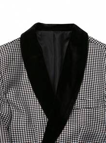 Calvornis Manfinity Mode Men's Solid Color Splice V-Neck Long Sleeve Simple Top And Long Pants Suit - Black - View 6