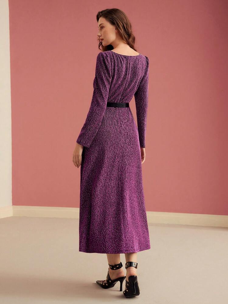 VELVET SQUARE NECK DRESS,SPRING/SUMMER