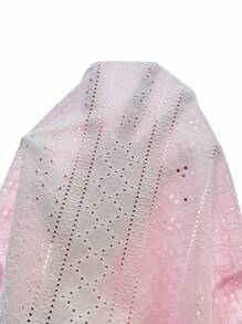 SHEIN EZwear Áo thun nữ Slim Fit dệt kim trắng có lỗ thêu - Hồng - Xem 8