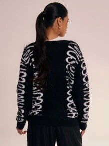 MUSERA MUSERA Logo Pattern Button Up Cardigan Spring Casual Brunch