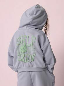 SUMWON Set da 2 pezzi per ragazze giovani con felpa con cappuccio e pantaloni jogger anni '90 con stampa grafica di fiori d'amore, adatto per uso quotidiano e gioco