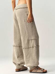 Bohemela Women's High Waist Loose Drawstring Sweatpants For Vacation In Fall/Winter - Khaki - View 8