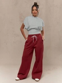 MISSGUIDED Oversized Casual Cotton T Shirt Batwing Sleeve Ribbed Waist Top Spring Fall Streetwear Essential Basic Lightweight Lounge Wear - Grey - View 4