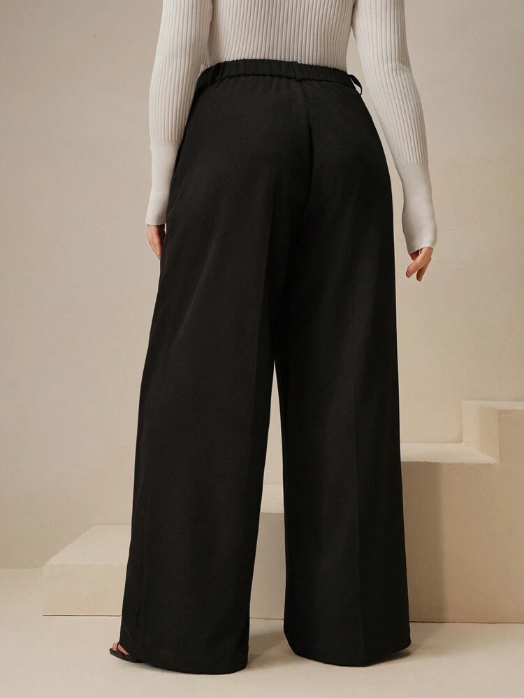 Asymmetrical American Style Loose High Waist Wide Leg Suit Pants, Slimming And Versatile, Plus Size