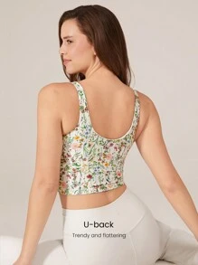 GLOWMODE FeatherFit™ U Back Cropped Active Tank Top Low Impact Yoga Daily Fall Winter - Multicolor - View 3