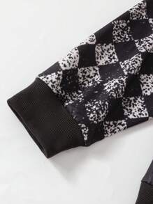 家庭同款图案套头卫衣，带口袋，个性化泥地赛车、摩托车越野赛、自行车、汽车、卡车、方格旗设计，休闲街头风 - 深灰色 - 查看 4