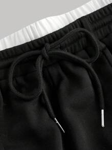 SHEIN MOD 女式黑色双腰带慢跑裤、分层腰带运动裤、黑色阔腿裤、瑜伽喇叭裤、保暖女式紧身裤、喇叭运动裤、低腰喇叭牛仔裤、女式慢跑裤、小喇叭裤、冬季紧身裤 - 黑色 - 查看 3