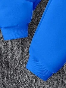 SHEIN Playful Pals 幼儿男童时尚舒适休闲圆领运动衫套装 - 藏蓝色 - 查看 7