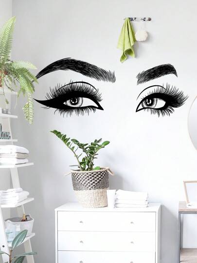 1pc Black Simple Eyeglasses Expression Wall Decal Sticker, Self-Adhesive Waterproof Wall Decor Valentine's Day, Valentines Wedding, Birthday