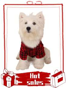 PETSIN Christmas Red Black Plaid Pet Jacket, Casual Pet Supplies