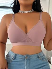 1pc Plus Size Wireless Bra, Unpadded